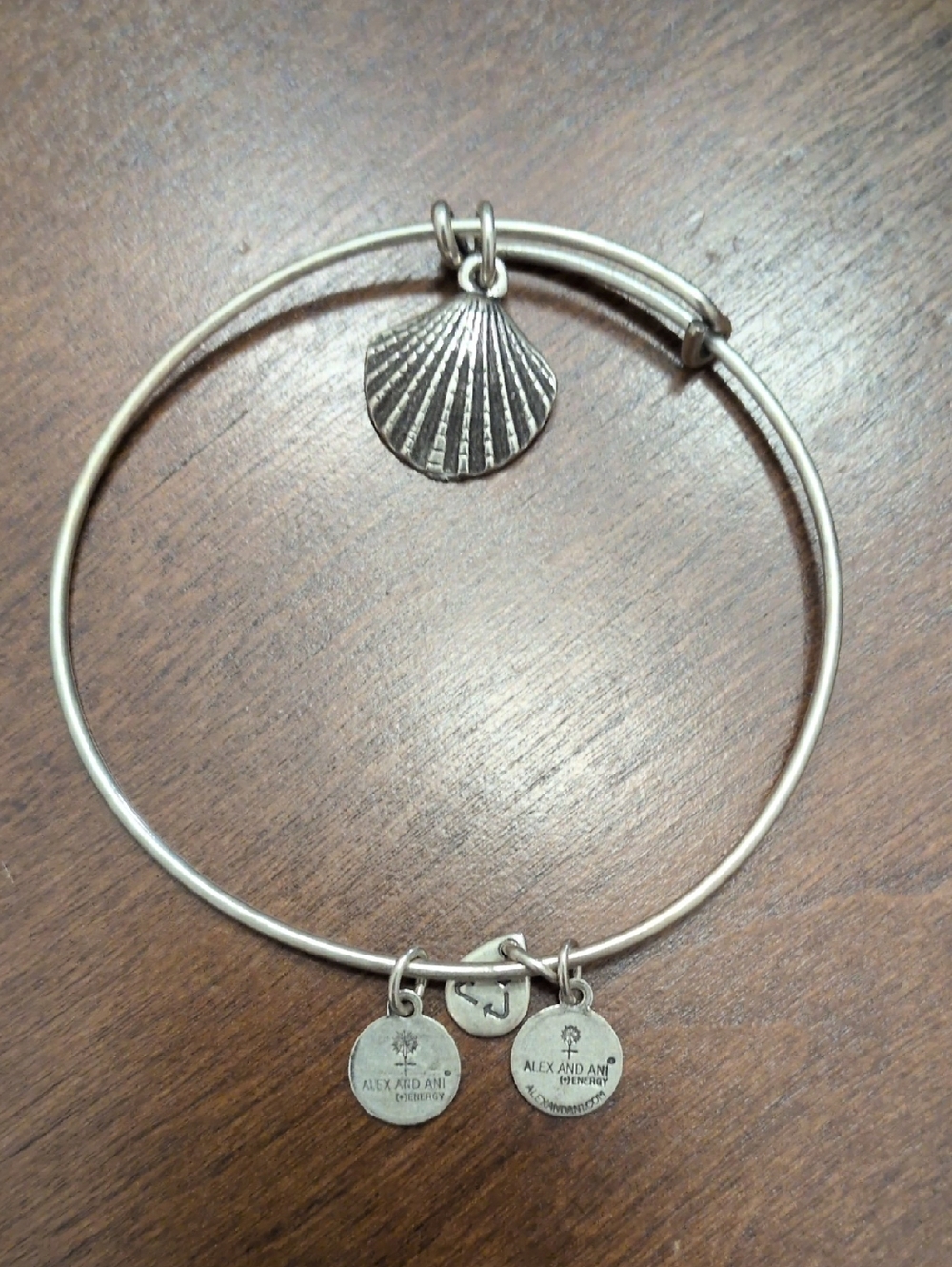 Alex and Ani Silver Shell Charm Bangle
